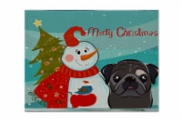 Carolines Treasures  BB1883PLMT Snowman with Black Pug Fabric Placemat