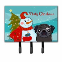 Carolines Treasures BB1883TH68 Snowman With Black Pug Leash & Key Holder