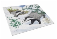 Carolines Treasures  ASA2182LCB Badgers in the snow Glass Cutting Board Large