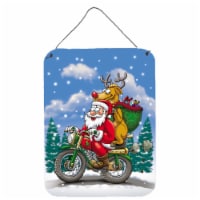 Christmas Santa Claus on a Motorcycle Wall or Door Hanging Prints