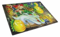 Scary Ghosts and Halloween Trick or Treaters Glass Cutting Board Large