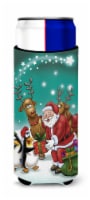 Santa Claus Christmas with the penguins Ultra Hugger for slim cans