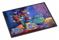 Carolines Treasures HWH0010JMAT Blue Tea by Wendy Hoile Doormat 24x36