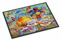 Carolines Treasures HWH0011JMAT Teal Tea by Wendy Hoile Doormat 24x36