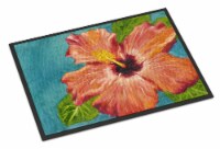 Carolines Treasures  TMTR0316JMAT Coral Hibiscus by Malenda Trick Indoor or Outd