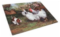 Carolines Treasures  HEH0003LCB Chickens, Hens and Puppy Glass Cutting Board Lar