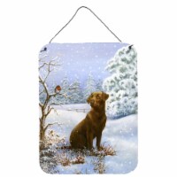 Carolines Treasures  BDBA434ADS1216 Chocolate Labrador Snowy Robin Wall or Door