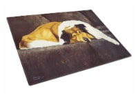 Collie by Tanya and Craig Amberson Glass Cutting Board Large