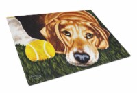 Carolines Treasures  AMB1358LCB Have Ball Will Travel Beagle Glass Cutting Board