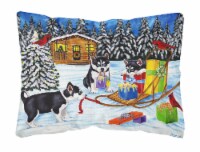 Christmas Mush Siberian Husky Canvas Fabric Decorative Pillow