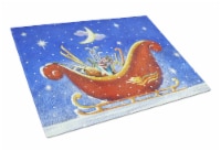 Christmas Santa's Sleigh by Roy Avis Glass Cutting Board Large