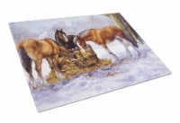 Carolines Treasures BDBA0297LCB Horses eating Hay in the Snow Glass Cutting Boa