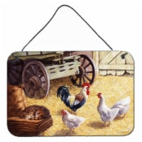Rooster and Hens Chickens in the Barn Wall or Door Hanging Prints
