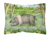 Pig In Bluebells by Debbie Cook Canvas Fabric Decorative Pillow