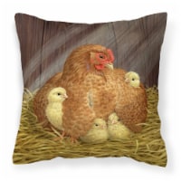 My Little Chickadees Hen with Chicks Fabric Decorative Pillow