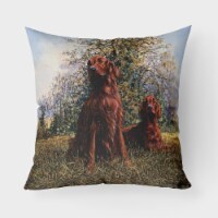 Red Irish Setters by Michael Herring Fabric Decorative Pillow
