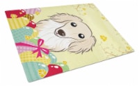 Longhair Creme Dachshund Easter Egg Hunt Glass Cutting Board Large