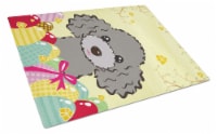 Silver Gray Poodle Easter Egg Hunt Glass Cutting Board Large