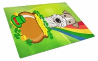 Wire Haired Fox Terrier St. Patrick's Day Glass Cutting Board Large