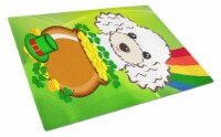 Carolines Treasures  BB2001LCB White Poodle St. Patrick's Day Glass Cutting Boar