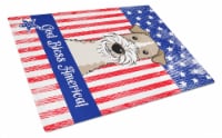 American Flag and Wire Haired Fox Terrier Glass Cutting Board Large