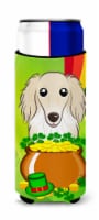 Longhair Creme Dachshund St. Patrick's Day Ultra Hugger for slim cans