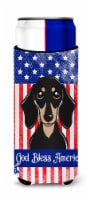 American Flag and Smooth Black and Tan Dachshund Ultra Hugger for slim cans