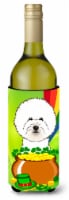 Carolines Treasures  BB1961LITERK Bichon Frise St. Patrick's Day Wine Bottle Hug