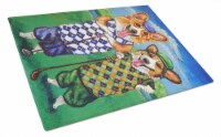 Carolines Treasures  7361LCB Corgi Golfers Glass Cutting Board Large