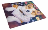 Carolines Treasures 7362LCB Can I help you Corgi Glass Cutting Board Large