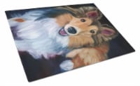 Carolines Treasures 7394LCB Sheltie Stand Off Glass Cutting Board Large