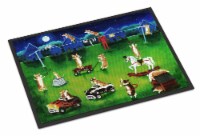 Carolines Treasures 7403MAT Corgi Backyard Circus Doormat 18x27