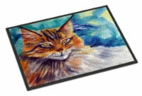 Carolines Treasures 7421MAT Maine Coon Cat Watching you Doormat 18x27