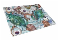 Shrimp, Crabs and Oysters in water Glass Cutting Board Large