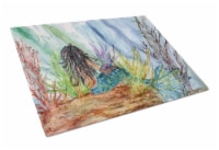 Black Haired Mermaid Water Fantasy Glass Cutting Board Large