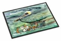 Carolines Treasures 8978MAT Watery Pelican, Shrimp, Crab and Oysters Doormat 18