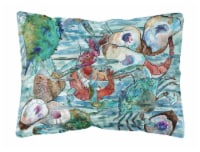 Watery Shrimp, Crabs and Oysters Canvas Fabric Decorative Pillow