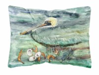 Watery Pelican, Shrimp, Crab and Oysters Canvas Fabric Decorative Pillow