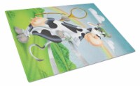 Carolines Treasures  APH0533LCB Cow playing Tennis Glass Cutting Board Large