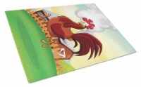 Carolines Treasures  APH7630LCB Rooster Chicken on the Run Glass Cutting Board L