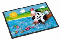 Carolines Treasures APH0085JMAT Cow Fishing off of a Pier Doormat 24x36
