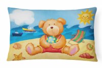 Carolines Treasures APH0088PW1216 Teddy Bear on the Beach Canvas Fabric Decorat
