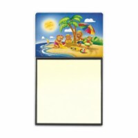 Carolines Treasures  Bears Playing at the Beach Sticky Note Holder