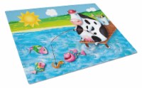 Carolines Treasures APH0085LCB Cow Fishing off of a Pier Glass Cutting Board La