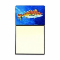 Carolines Treasures  Red Fish White Spin Sticky Note Holder