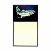 Carolines Treasures  Deep Blue Rainbow Trout Sticky Note Holder