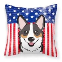 Carolines Treasures  BB2185PW1414 American Flag and Tricolor Corgi Fabric Decora