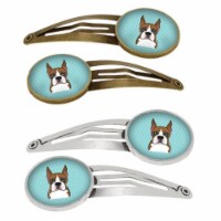 Carolines Treasures BB1161HCS4 Checkerboard Blue Boxer Barrettes Hair Clips, Set of 4