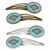 Carolines Treasures BB1197HCS4 Checkerboard Blue Silver Gray Poodle Barrettes Hair Clips, Set