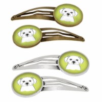 Carolines Treasures BB1270HCS4 Checkerboard Lime Green Maltese Barrettes Hair Clips, Set of 4